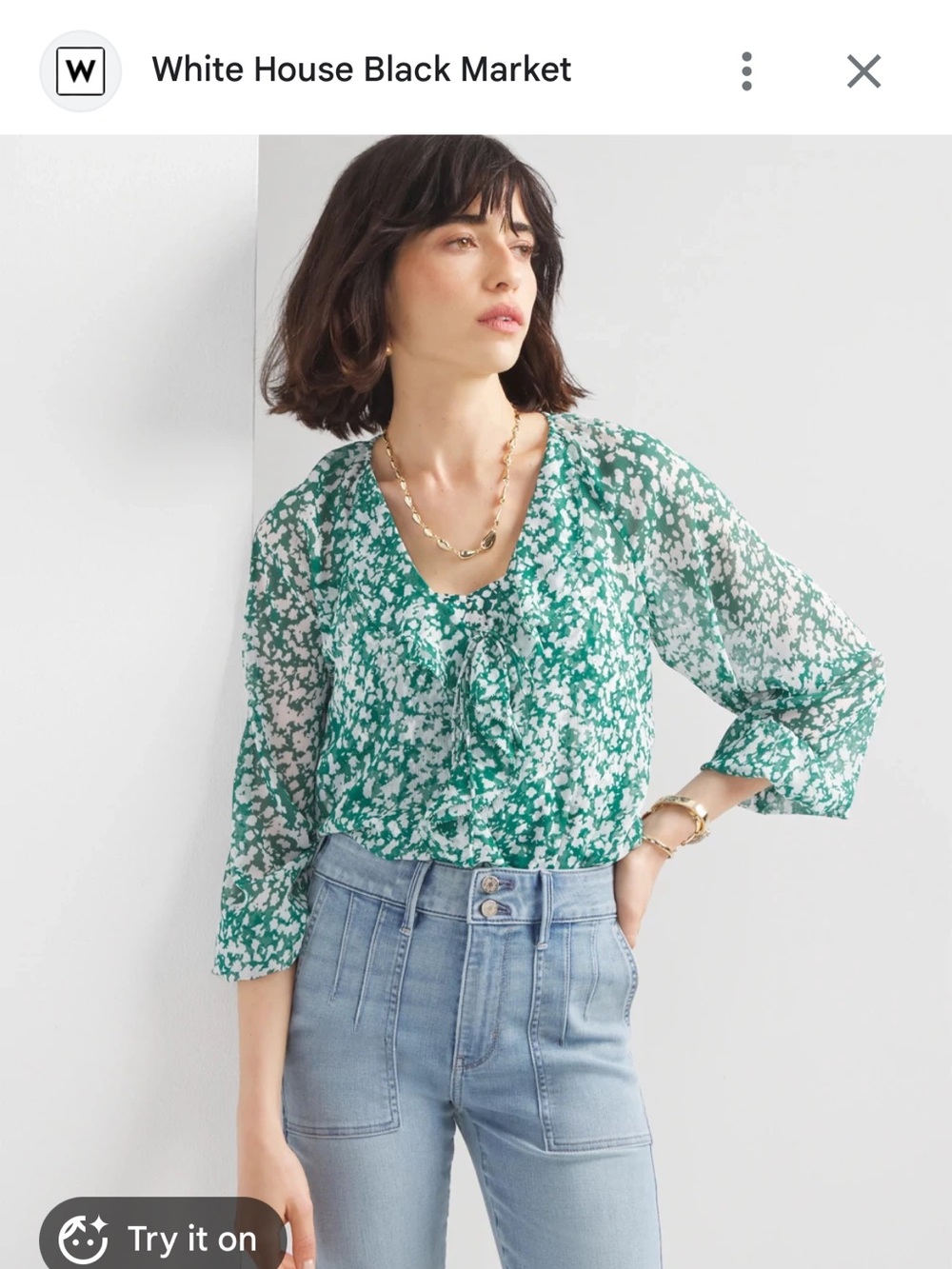White House Black Market | Ruffle Front Blouse